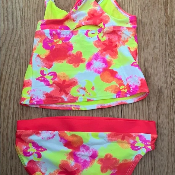 Joe Boxer Floral Girls Tankini Swim Set - Size 7 - Picture 2 of 2